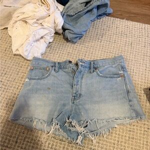 Light Blue Denim Cutoff Shorts - Women